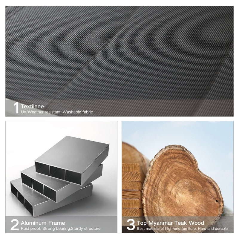 Set da pranzo da esterno Carlo in plastica effetto legno, 9 pezzi, per 8 persone, tavolo allungabile e sedia impilabile