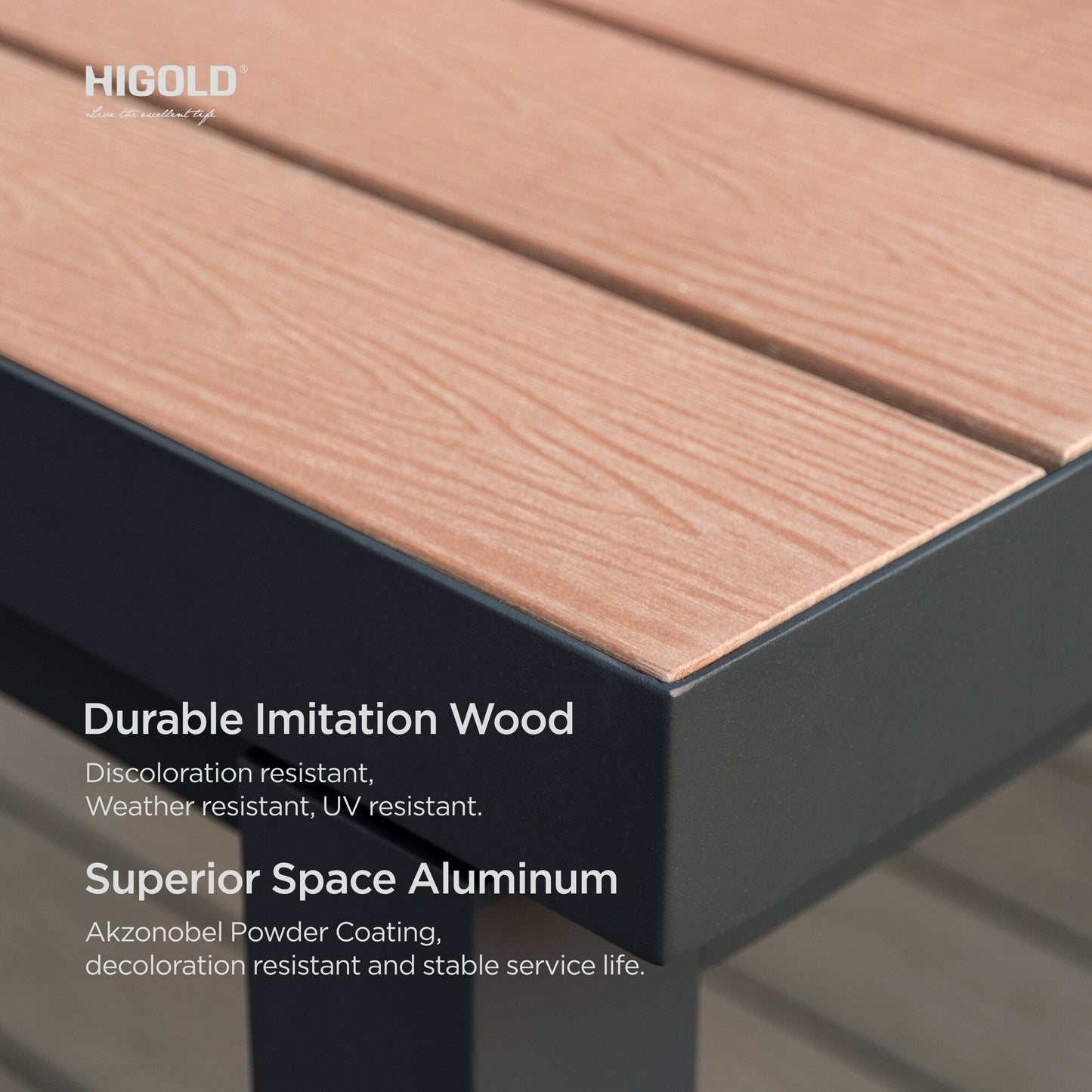 Set da pranzo da esterno Carlo in plastica effetto legno, 9 pezzi, per 8 persone, tavolo allungabile e sedia impilabile