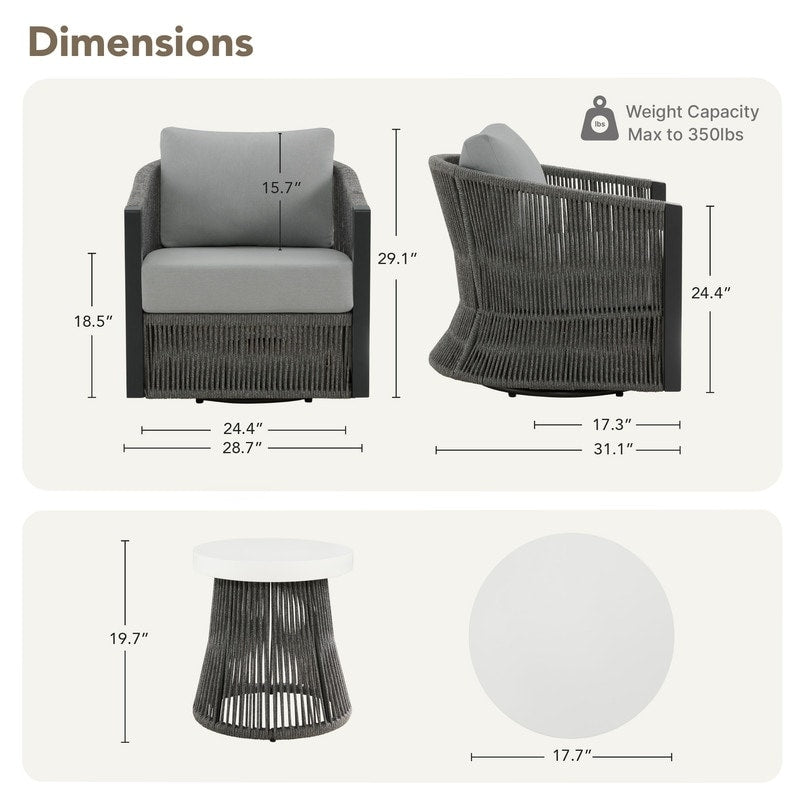 Set da bistrot per esterni Carlos, sedia girevole