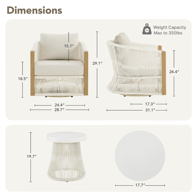 Set da bistrot per esterni Carlos, sedia girevole