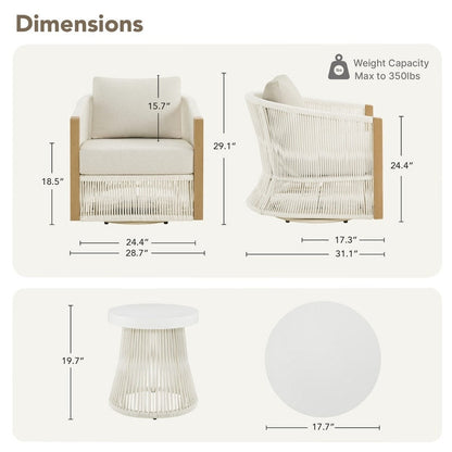 Set da bistrot per esterni Carlos, sedia girevole