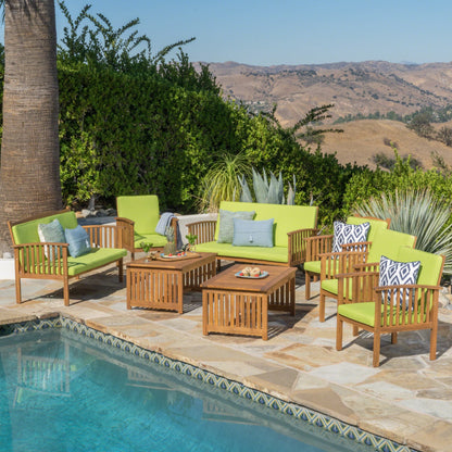 Set di divani da esterno Carolina Acacia da 8 pezzi di Christopher Knight Home