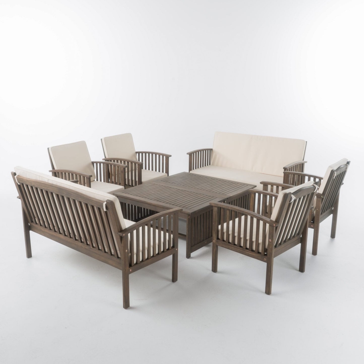 Set di divani da esterno Carolina Acacia da 8 pezzi di Christopher Knight Home