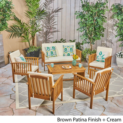 Set da salotto Carolina Outdoor da 6 posti in legno di acacia di Christopher Knight Home