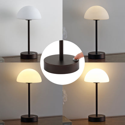 Lampada da tavolo moderna minimalista Carson 12.5 in ferro con LED integrato ricaricabile senza fili, nichel/bianco di JONATHAN Y