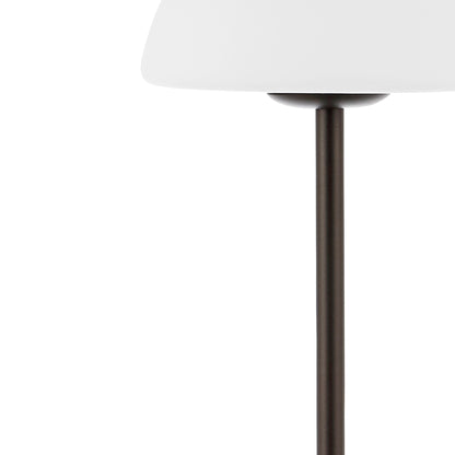 Lampada da tavolo moderna minimalista Carson 12.5 in ferro con LED integrato ricaricabile senza fili, nichel/bianco di JONATHAN Y