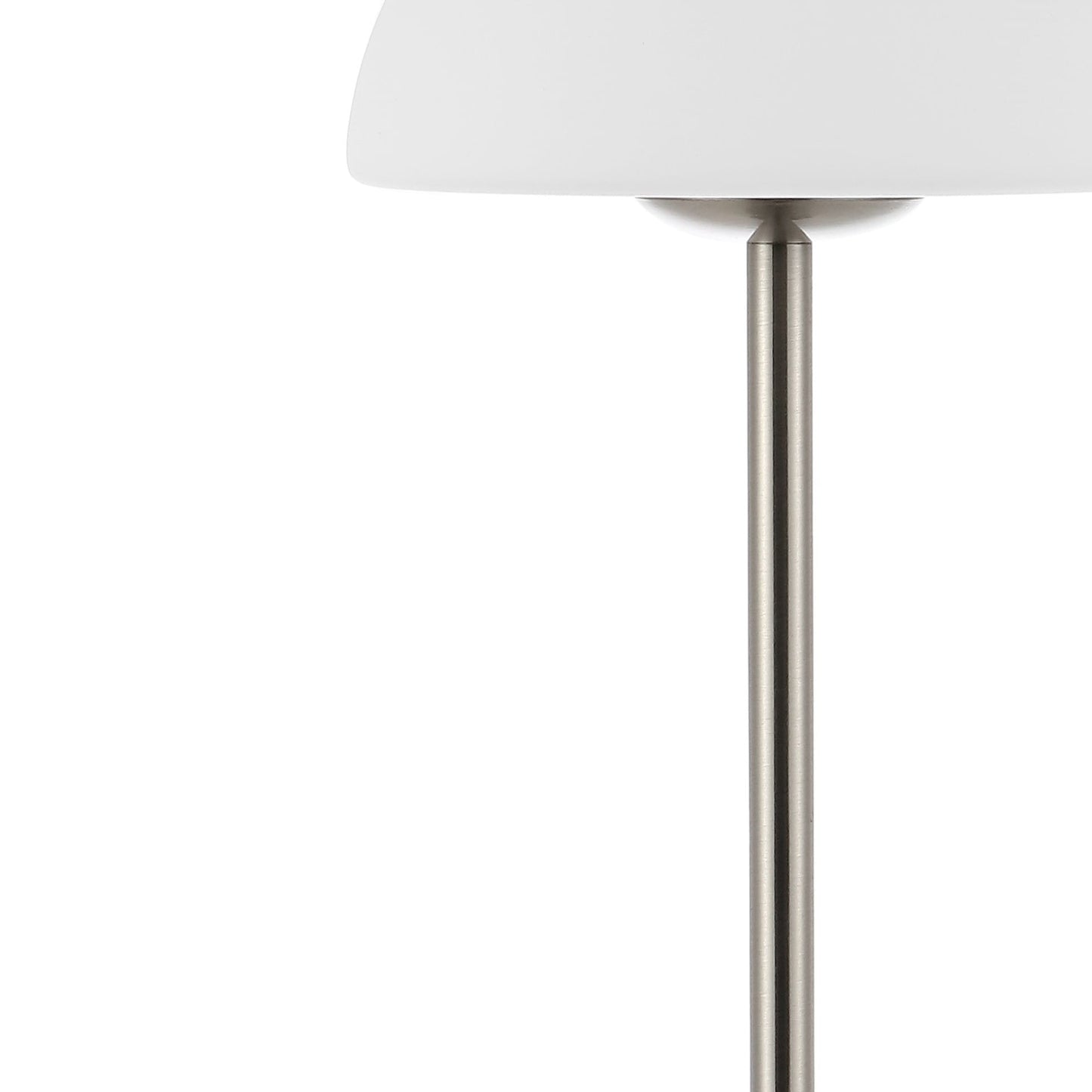 Lampada da tavolo moderna minimalista Carson 12.5 in ferro con LED integrato ricaricabile senza fili, nichel/bianco di JONATHAN Y