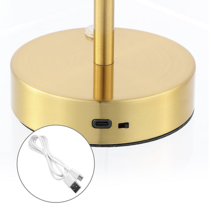 Lampada da tavolo moderna minimalista Carson 12.5 in ferro con LED integrato ricaricabile senza fili, nichel/bianco di JONATHAN Y