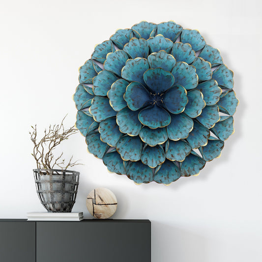 Carson Carrington Mjugg Teal Metal Flower Wall Art