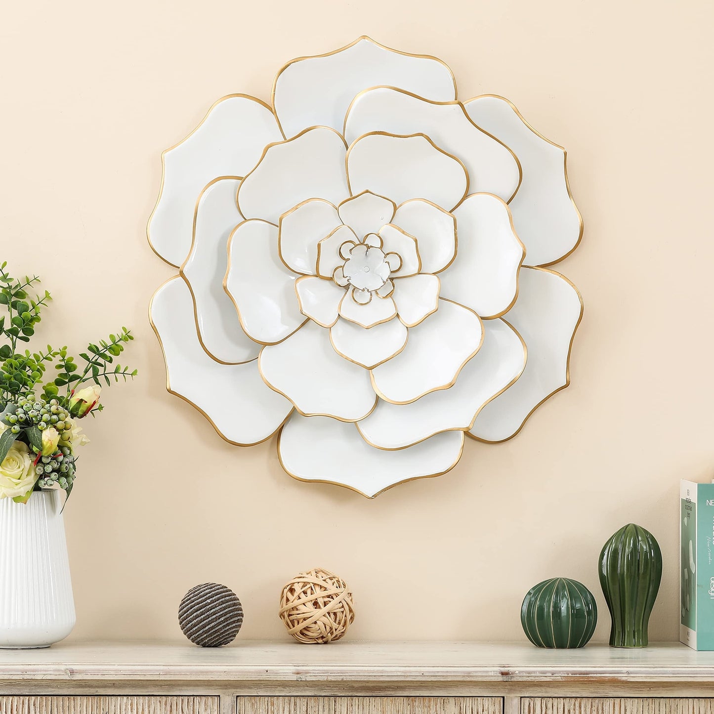 Carson Carrington Mjugg - Decorazione murale in metallo bianco con fiori