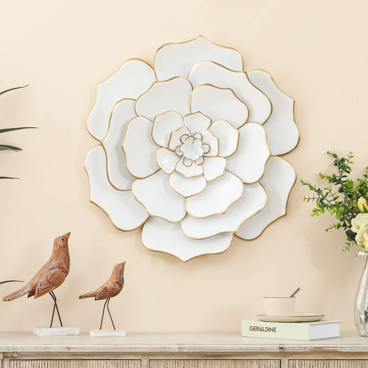 Carson Carrington Mjugg - Decorazione murale in metallo bianco con fiori