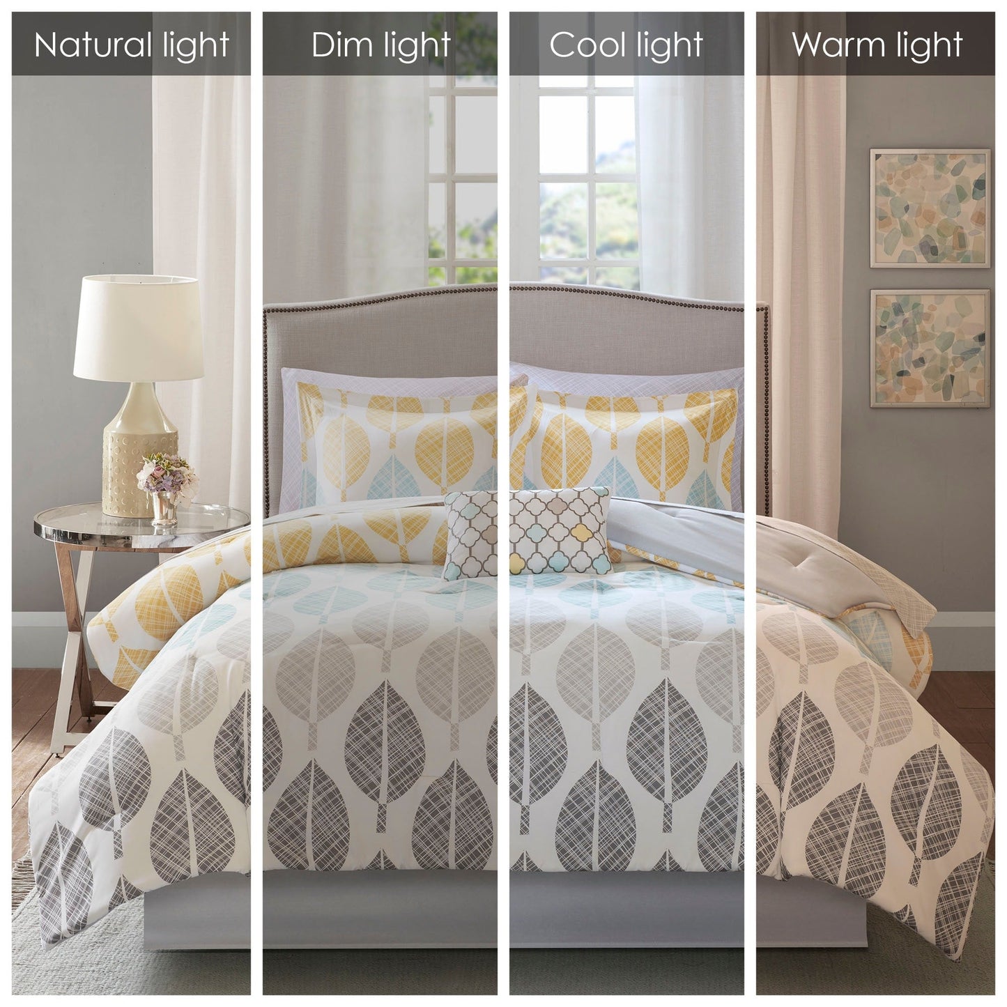 Madison Park Essentials Pelham Bay set copripiumino giallo/acquamarina da 9 pezzi con lenzuola in cotone