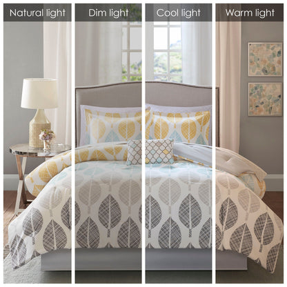 Madison Park Essentials Pelham Bay set copripiumino giallo/acquamarina da 9 pezzi con lenzuola in cotone