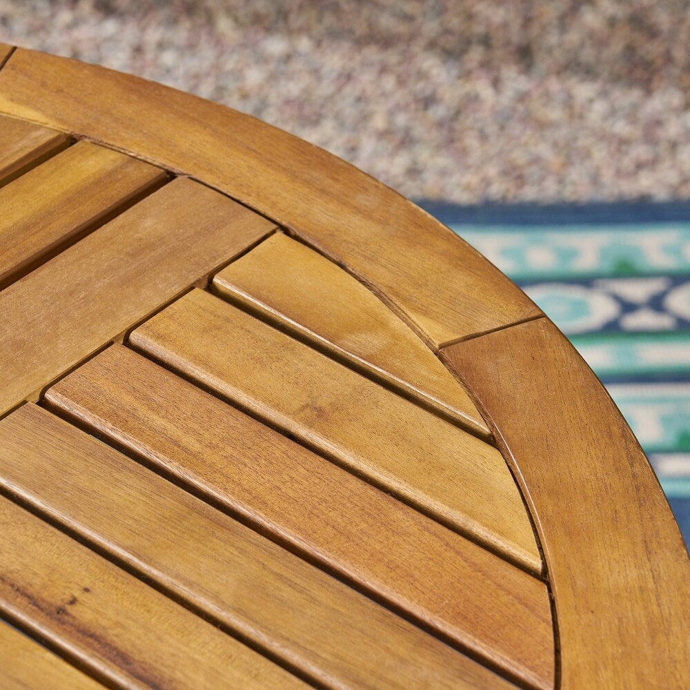 Casa Outdoor Set da bistrot rotondo in legno di acacia da 2 posti con gambe chiuse di Christopher Knight Home