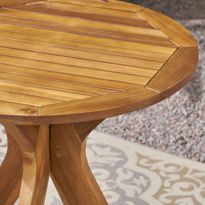 Casa Outdoor Set da bistrot rotondo in legno di acacia da 2 posti con gambe a X di Christopher Knight Home - N/A