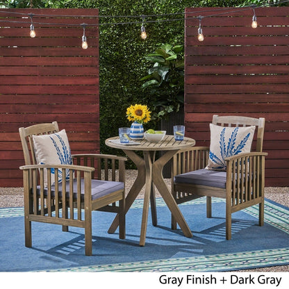 Casa Outdoor Set da bistrot rotondo in legno di acacia da 2 posti con gambe a X di Christopher Knight Home - N/A