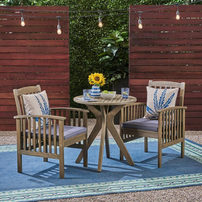 Casa Outdoor Set da bistrot rotondo in legno di acacia da 2 posti con gambe a X di Christopher Knight Home - N/A