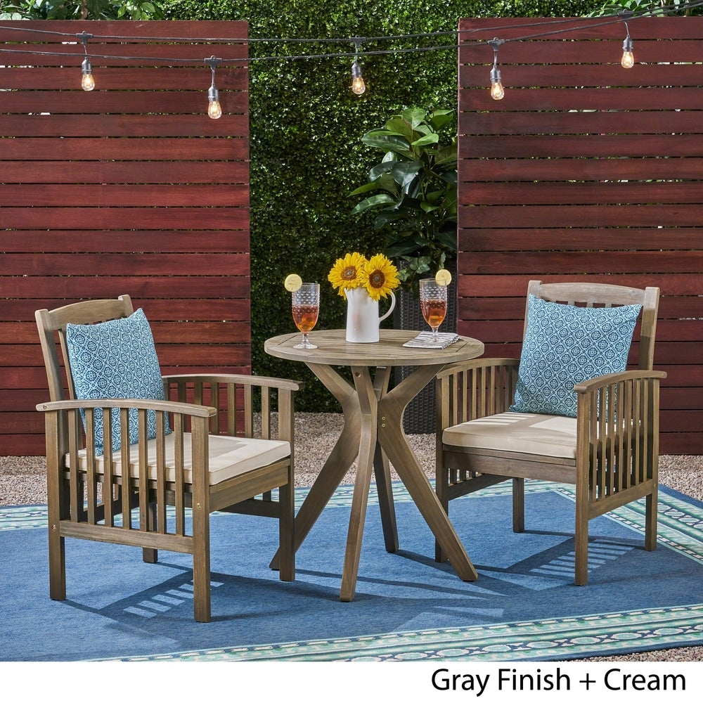 Casa Outdoor Set da bistrot rotondo in legno di acacia da 2 posti con gambe a X di Christopher Knight Home