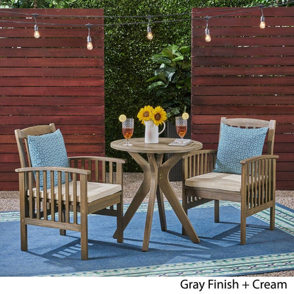 Casa Outdoor Set da bistrot rotondo in legno di acacia da 2 posti con gambe a X di Christopher Knight Home