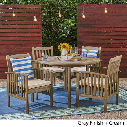 Casa Outdoor Set da pranzo rotondo in acacia da 4 posti con gambe dritte di Christopher Knight Home