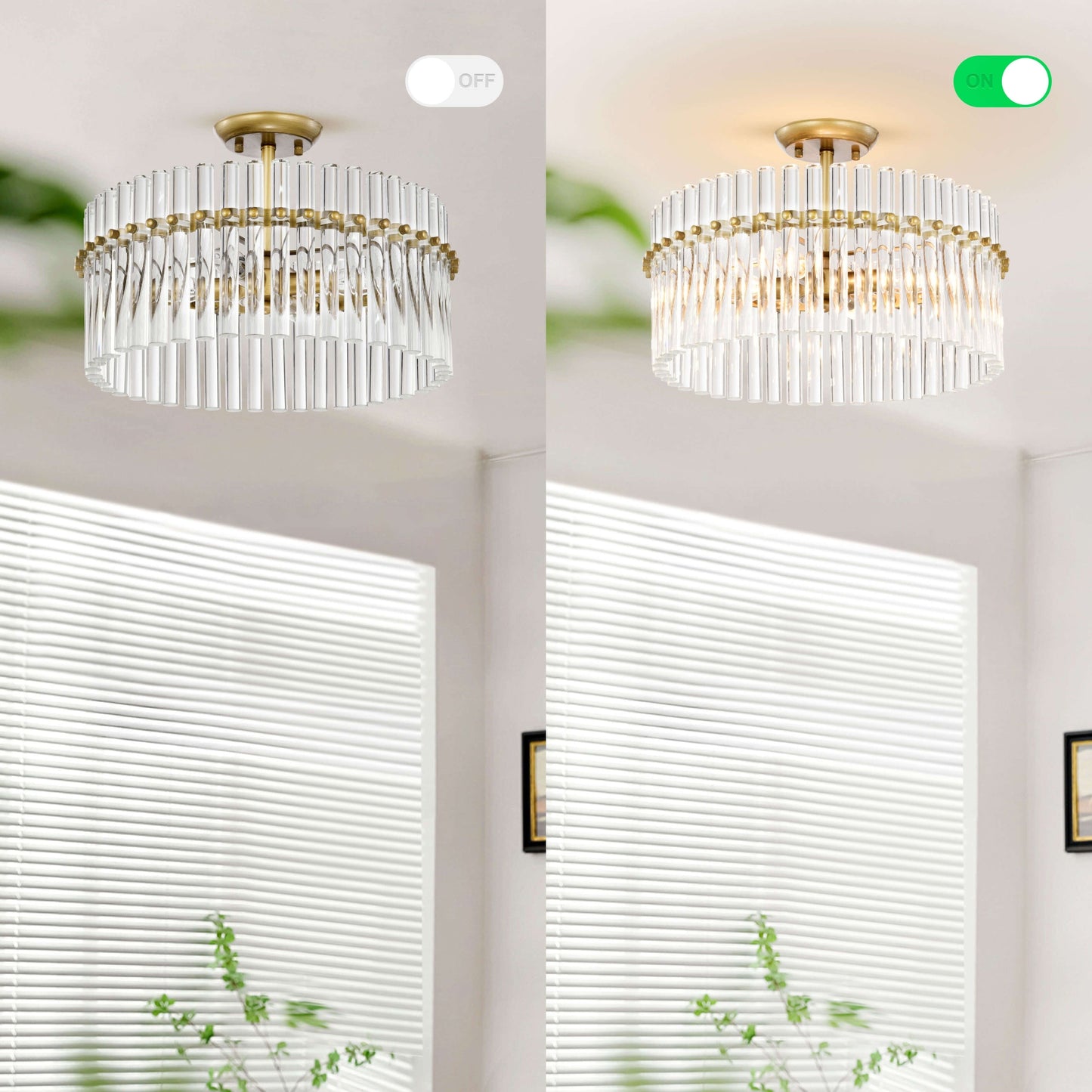 Casandra Lampada da soffitto a 4 luci in ottone spazzolato e cristallo