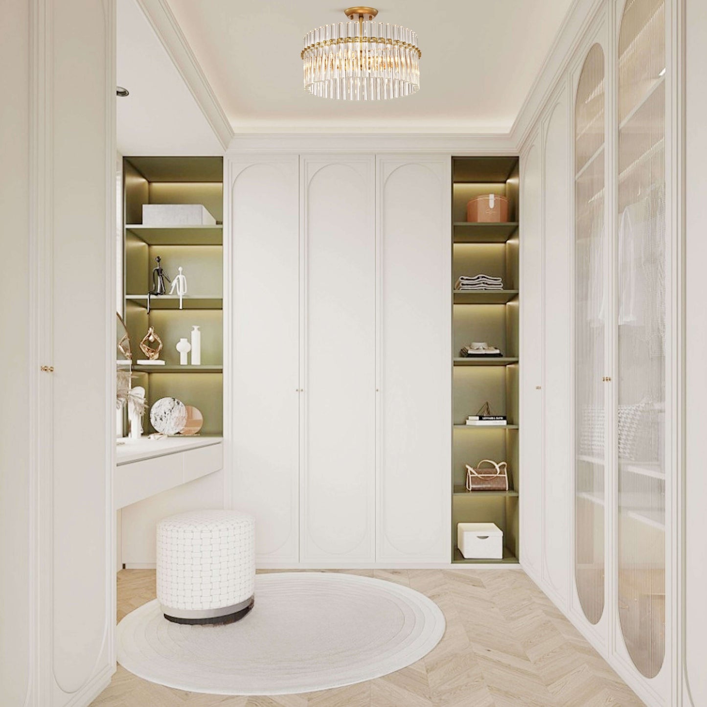 Casandra Lampada da soffitto a 4 luci in ottone spazzolato e cristallo