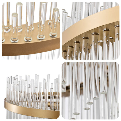 Lampadario Casandra a 5 luci in bronzo lucido con barre in vetro trasparente - Bronzo lucido