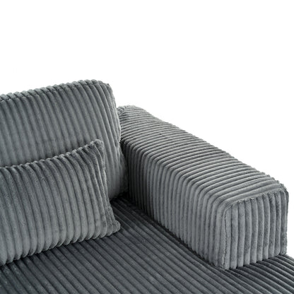 Divano letto Cascade in velluto a coste a 2 pezzi, chaise longue doppia con 2 cuscini