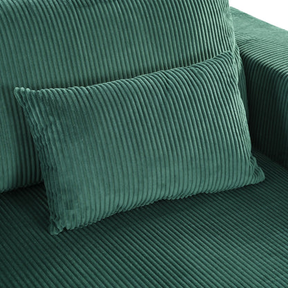 Divano letto Cascade in velluto a coste a 2 pezzi, chaise longue doppia con 2 cuscini