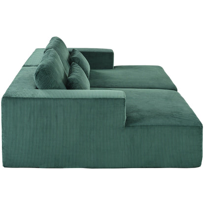 Divano letto Cascade in velluto a coste a 2 pezzi, chaise longue doppia con 2 cuscini