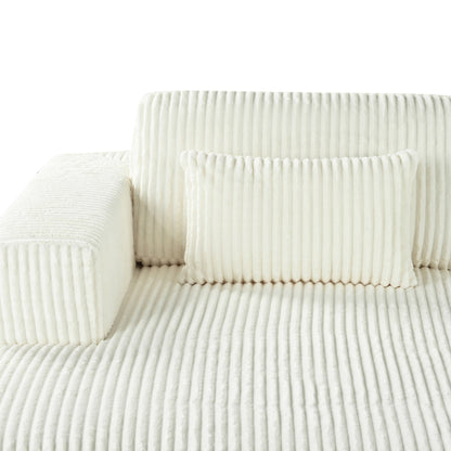 Divano letto Cascade in velluto a coste a 2 pezzi, chaise longue doppia con 2 cuscini