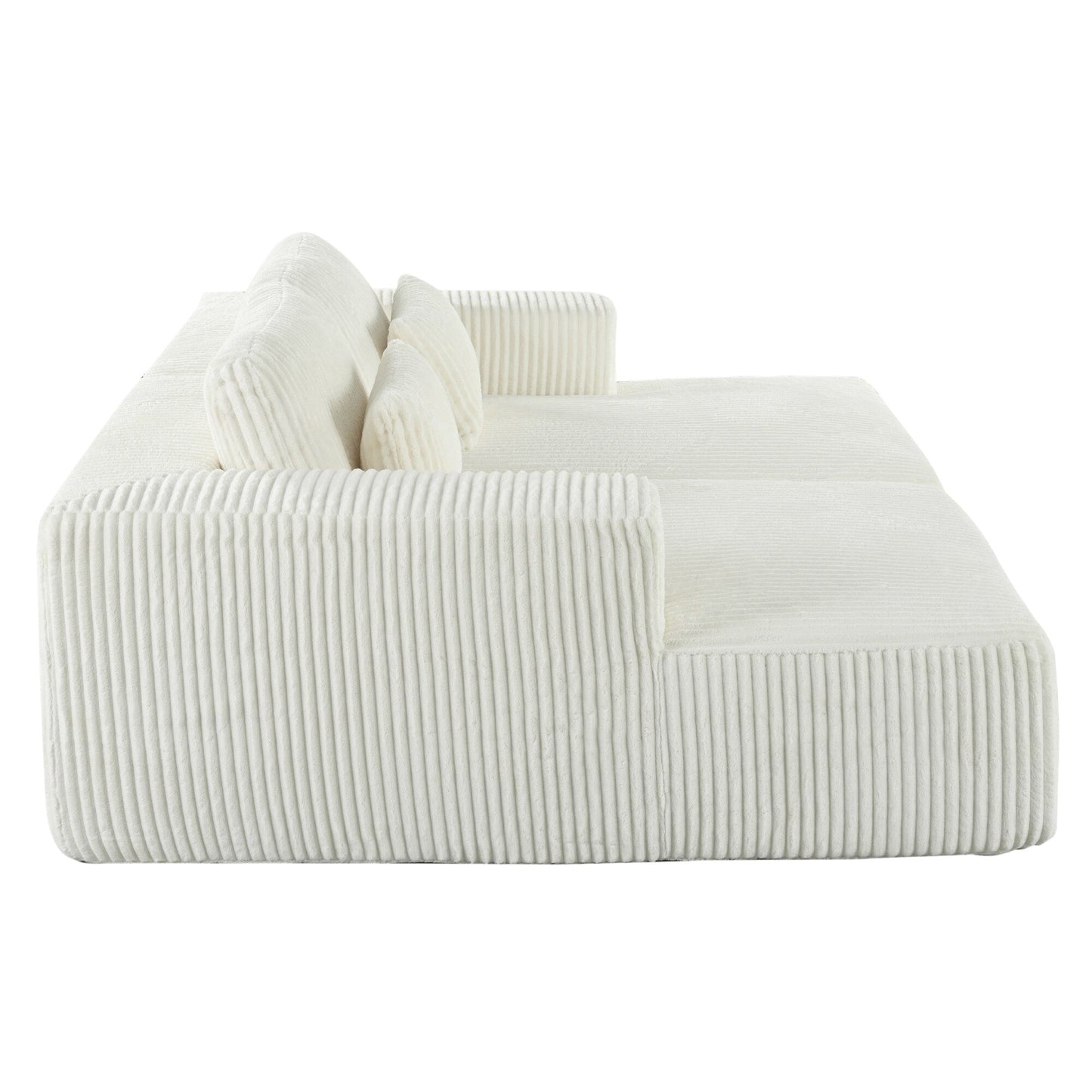 Divano letto Cascade in velluto a coste a 2 pezzi, chaise longue doppia con 2 cuscini