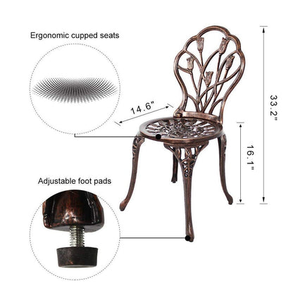 Set da esterno Tulip in alluminio da 3 pezzi con tavolo