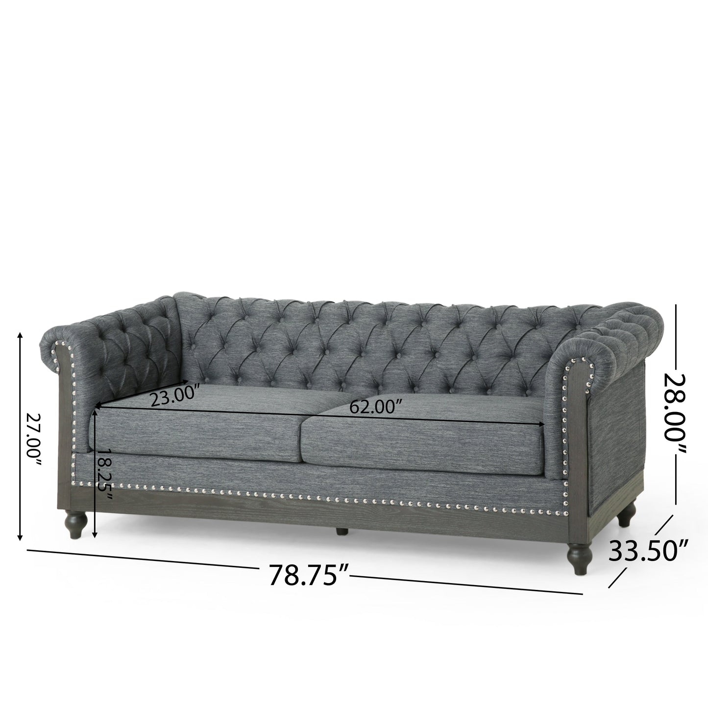 Divano Chesterfield Castalia con finiture a chiodo di Christopher Knight Home - 78,75 L x 33,50 P x 28,00 A