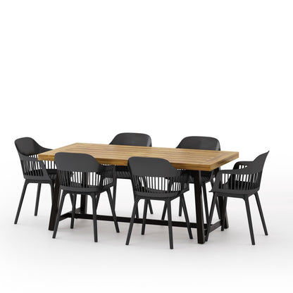 Set da pranzo da esterno Castellina in legno/resina da 7 pezzi di Christopher Knight Home