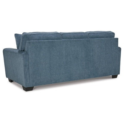 Divano letto Caten, letto matrimoniale, rivestimento in poliestere blu, 87 pollici