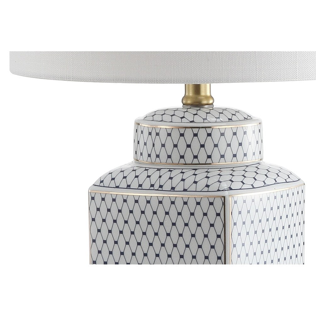 Lampada da tavolo a LED Catherine 21.5 in ceramica/metallo, bianco/blu navy di JONATHAN Y
