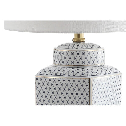 Lampada da tavolo a LED Catherine 21.5 in ceramica/metallo, bianco/blu navy di JONATHAN Y
