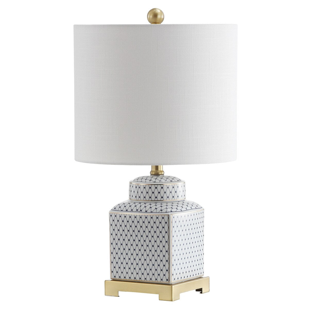 Lampada da tavolo a LED Catherine 21.5 in ceramica/metallo, bianco/blu navy di JONATHAN Y
