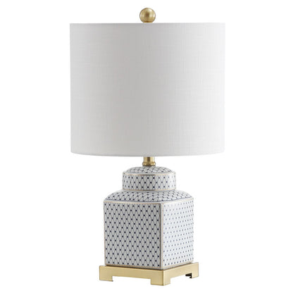 Lampada da tavolo a LED Catherine 21.5 in ceramica/metallo, bianco/blu navy di JONATHAN Y