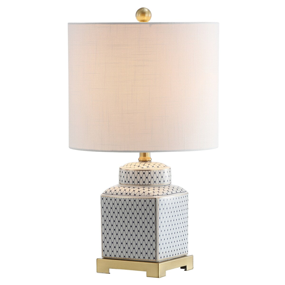 Lampada da tavolo a LED Catherine 21.5 in ceramica/metallo, bianco/blu navy di JONATHAN Y
