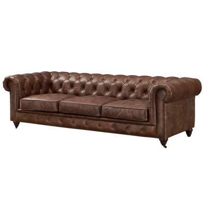 Divano Chesterfield Century - Pelle color castagna chiaro