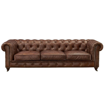 Divano Chesterfield Century - Pelle color castagna chiaro