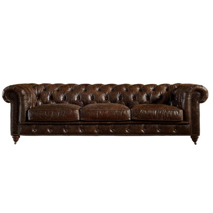 Divano Chesterfield Century - Pelle color castagna chiaro