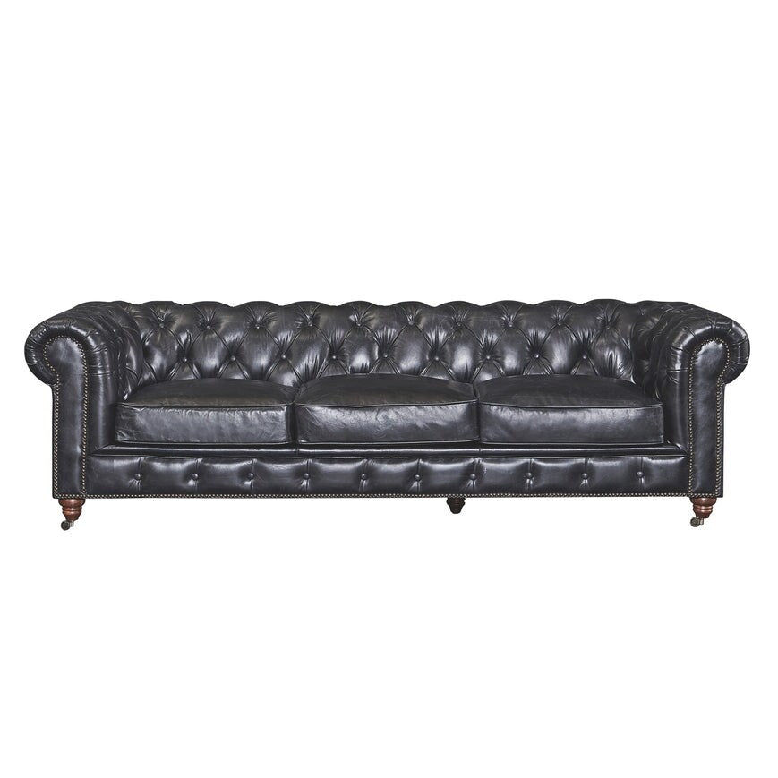 Divano Chesterfield Century - Pelle color castagna chiaro