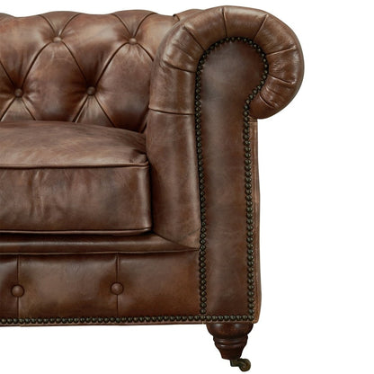 Divano Chesterfield Century - Pelle color castagna chiaro