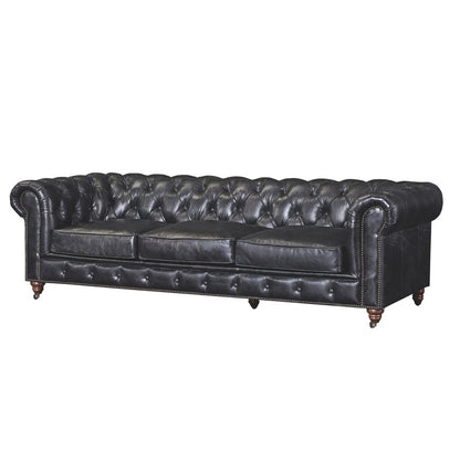 Divano Chesterfield Century - Pelle color castagna chiaro