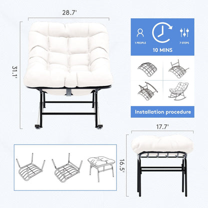 Set di sedie e poggiapiedi con struttura in metallo e cuscini staccabili: comfort e durata all'aperto