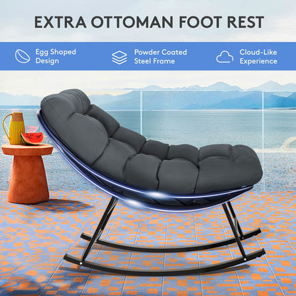 Set di sedie e poggiapiedi con struttura in metallo e cuscini staccabili: comfort e durata all'aperto