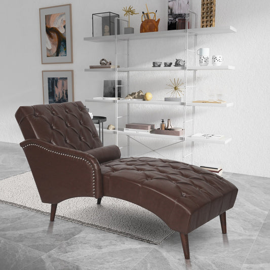 Poltrona chaise longue imbottita per interni, per il tempo libero, con cuscino e gambe in legno massello